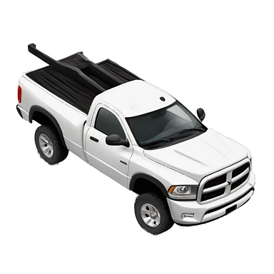 White lifted dodge truck with a black ranch hand bumper sticker