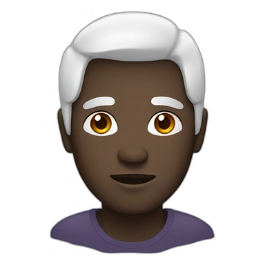 only head of human with dark skin and round face with small eyes and long white hair sticker