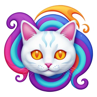 chat blanc psychedelique sticker