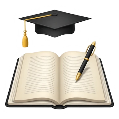 "A white open book,The pen should be positioned as placed exactly in the center between the pages.  if held by a right-handed person - meaning the direction is reversed compared to a left-handed grip. The pen should be uncapped, and the cap placed behind it." sticker