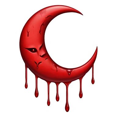  crescent moon with blood dripping from it red dark sticker