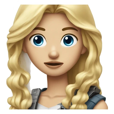 Long Blonde hair blue eyes girl holding gun up while squinting sticker