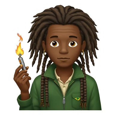 Jamaican boy smoking with lighter sticker
