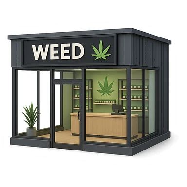 3D model of a weed store, modern style sticker