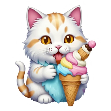 cat eating ice cream sticker
