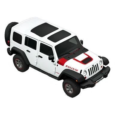 White Jeep Wrangler Rubicon with white roof and red accents  sticker