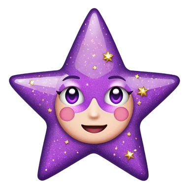 Quiero un emoji de estrella, pero que la estrella sea de oro rosa y brilli brilli con chispitas moradas sticker