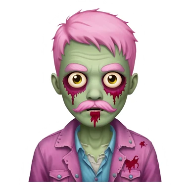 young zombie with pink mustache sticker