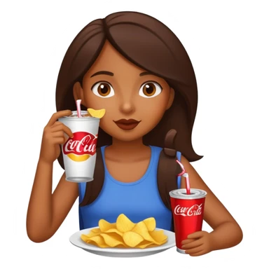 home brown girl with chips and cola  sticker