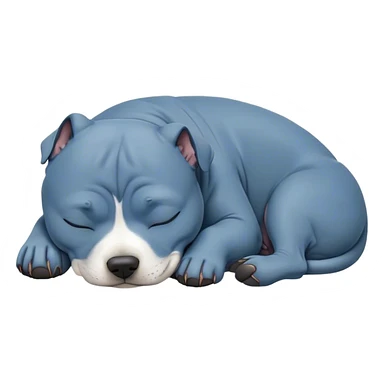 Meme-Worthy Cute Sleeping Blue Staffordshire Bull Terrier Portrait Emoji, Head resting peacefully with a contented smile, showcasing a delightfully compact build and a luxuriously soft blue Fur, eyes shut in a serene nap, Simplified yet hilariously adorable features, highly detailed, glowing with a soft, drowsy light, high shine, relaxed and utterly lovable, stylized with an air of playful laziness, bright and heartwarming, soft glowing outline, capturing the essence of a comically sleepy guardian, so meme-worthy it feels like it could instantly become the next viral sensation of adorable slumber! sticker