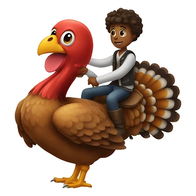 Boy riding turkey sticker