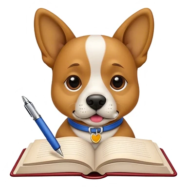 cachorro escrevendo um livro sticker