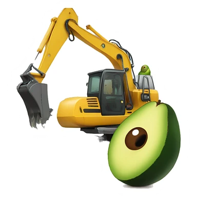 excavator with eyes and an Avocado sticker