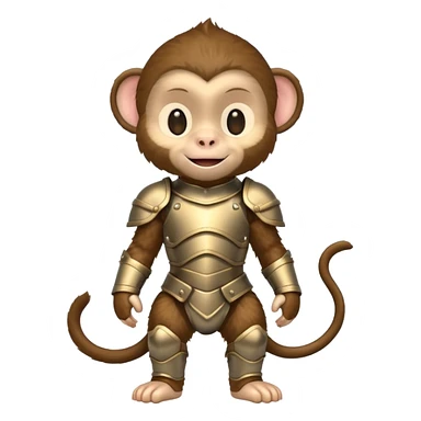 baby monkey in armor, full body, smile sticker