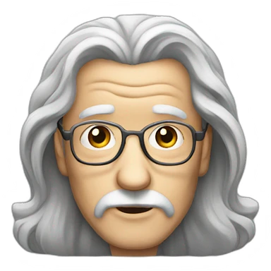 long hair old man with glass sticker
