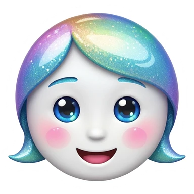 glitter white happy sticker