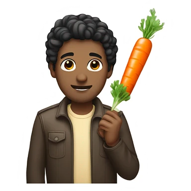 Men with black hair and carrot cake in the hands sticker