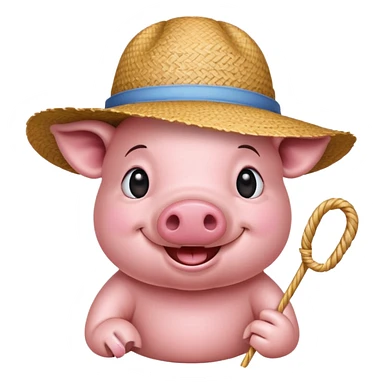 Farmer Pig – pink pig wearing straw hat and smiling sticker