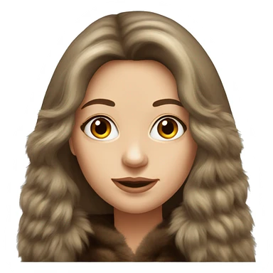 Realistic pretty Russian woman with brown long hair with fur coat sticker