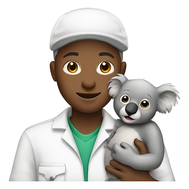White zookeeper holding koala sticker