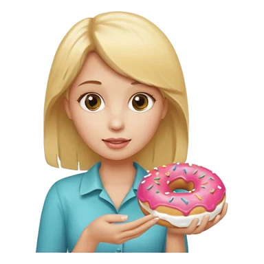 blonde female holding donut sticker