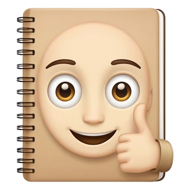 notebook con ojos y sonrisa levantando un pulgar sticker