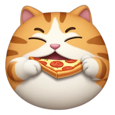 fat cat eating pizza sticker