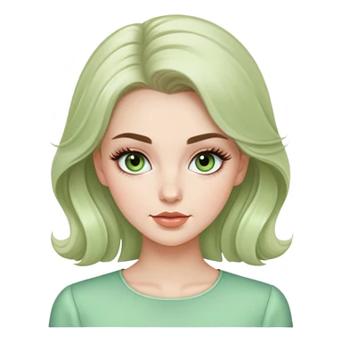 elegant white model girl with light green blouse and voluminous eyelashes sticker