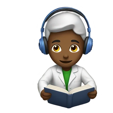 boy wearing headphones and studying chemistry  sticker