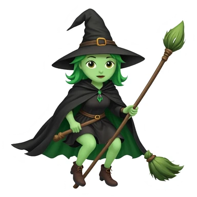 witch riding a broom sticker