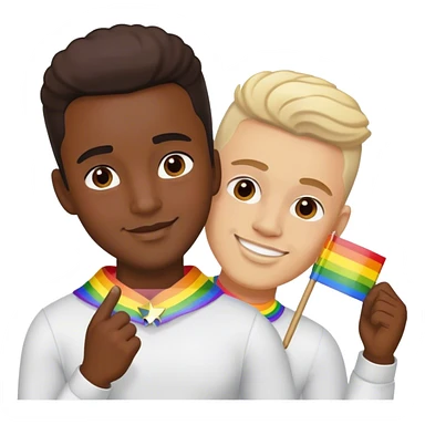 Gay pride with white and black males sticker