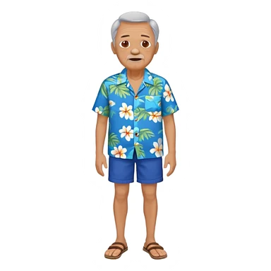 old man in blue  hawaiian shirt blue short full body sticker