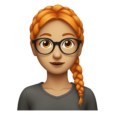 a girl with orange hair tied on both sides and a crooked pair of glasses sticker