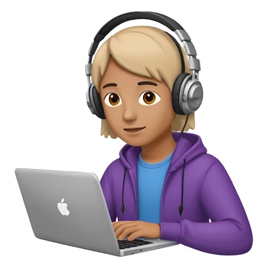 laptop ile çalışan kulaklık tana biri sticker