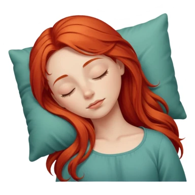 Red long hair girl sleeping sticker