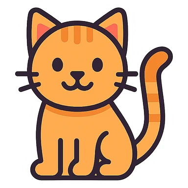 cartoon cat color outline icon style sticker