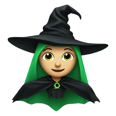 Flying green witch with black cape sticker