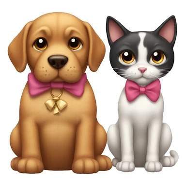 Cat and dog with bow sticker