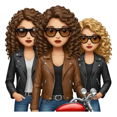 Biker Gang with Sunglasses, Girl with long curly hair, sunglasses sticker