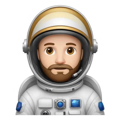 astronaut, white suit and helmet with beard sticker