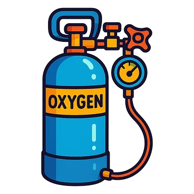 oxygen tank, cartoon style with bold colors sticker