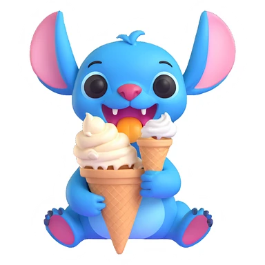Stitch eating ice cream sticker