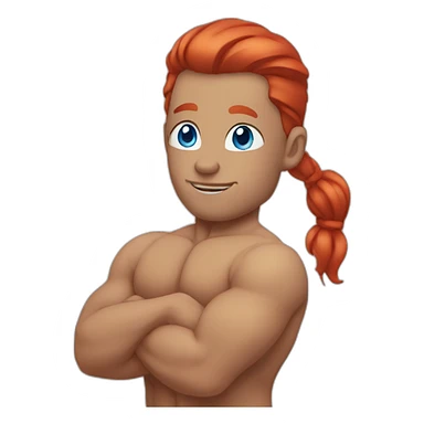 Yoga bodybuilder blue eyes slick red hair sticker
