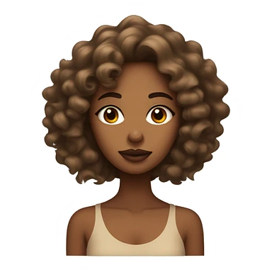 Light brown skin woman with loose curls and two moles one beneath her left eye and one is under her lips sticker