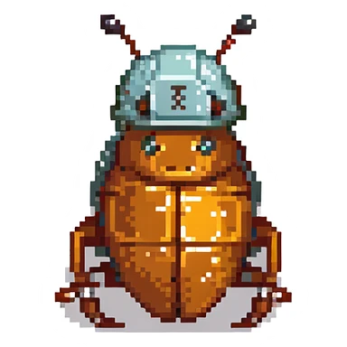 Tiny bug (cockroach) wearing a construction helmet sticker