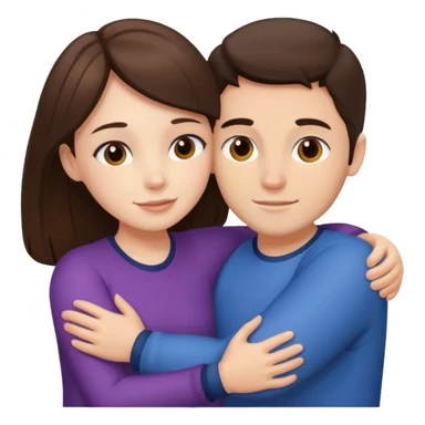 fair skinned girl hugs fair skinned guy, both brunettes sticker