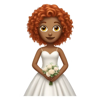 Red curly haired girl in a wedding dress  sticker