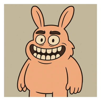 cartoon style monster with nine teeth, smile, large rabbit ears sticker