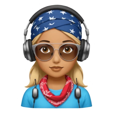 girl with shades, headphones and bandana sticker
