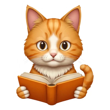Cat reads a book sticker